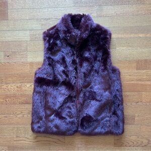 J Crew Faux Fur Maroon Vest